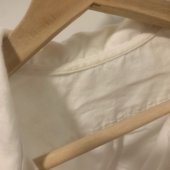 100% Hemp White boyfriend style bottom up shirt - Picture 3 of 4